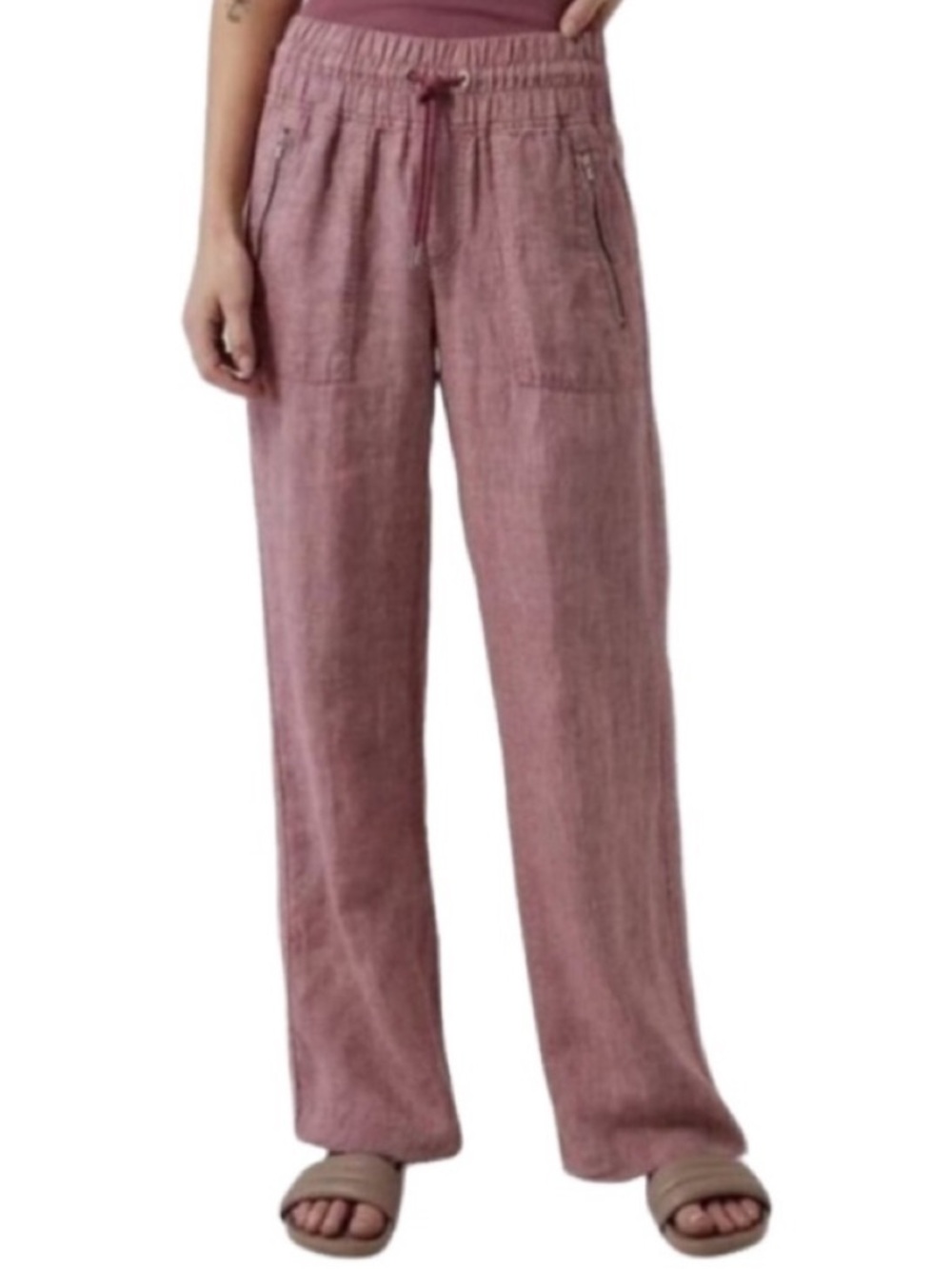 Athleta Cabo Linen Wide Leg Pant in Tawny Rose